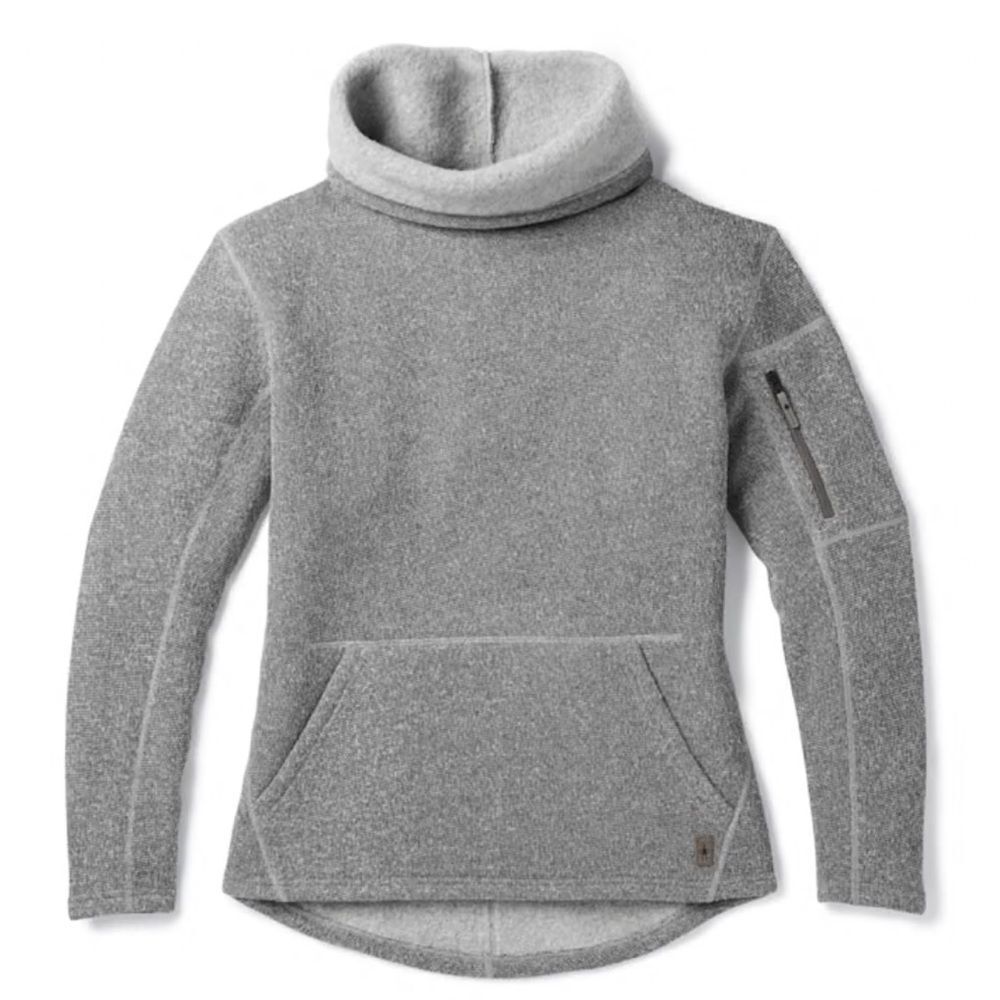 Smartwool Women Hudson Trail Pullover Fleece Mock Neck Cowl Sweater XS gray EUC